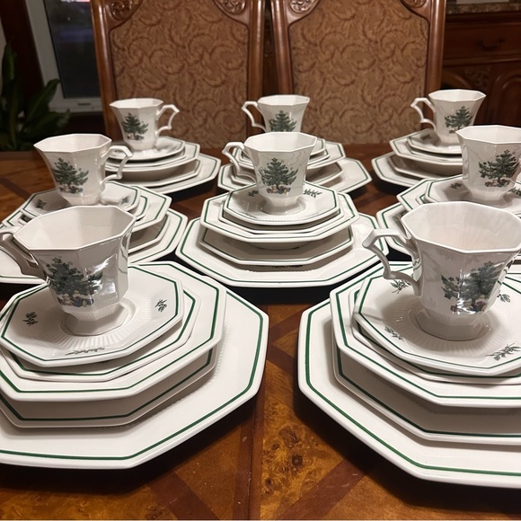 Vintage Nikko Happy Holidays Christmas Tree China Set Of 55 Pieces In 5 Listings - Picture 14 of 16
